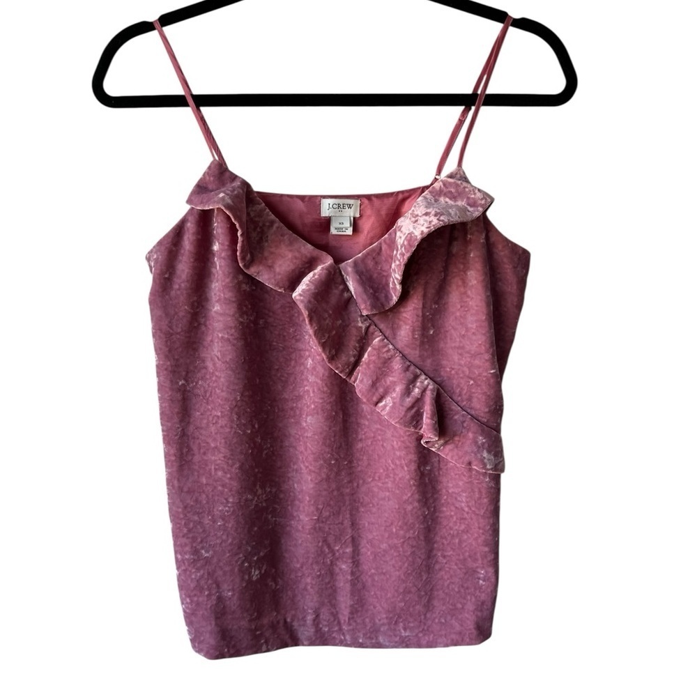 J. Crew Velvet Ruffle Tank in Pink XS